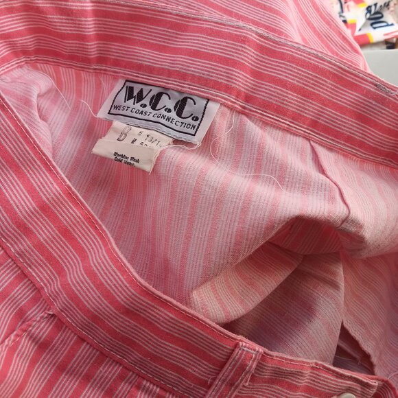 Vintage 1980's 13/14 30W Skirt Pink  White Striped W.C.C. Womens Midi - Picture 7 of 8